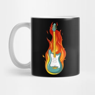 Electric Guitar On Fire Flame Trendy Guitar Player Musician Mug